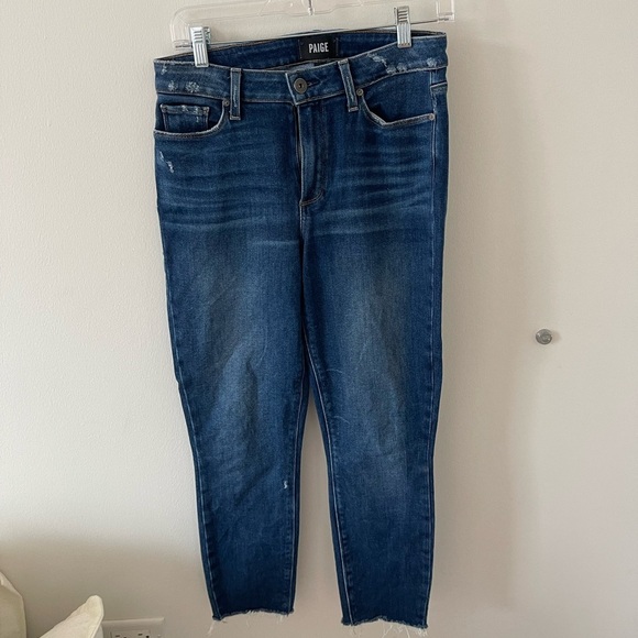 Paige Blue Raw Hem Jeans - Picture 1 of 6